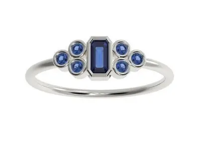 7 Basel ring with different central stones  3D Model Pack