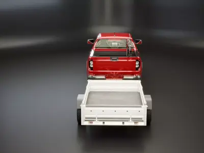 Generic Pickup Truck with Small Crane and Trailer 3D model