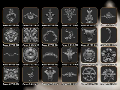 210 Ornament alpha brush and 3D Model Vol13 3D model