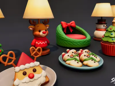 Christmas Cozy Decor Pack Low-poly 3D model