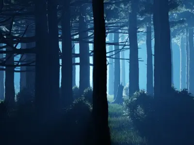 Stylized blue Volumetric Scene in Blender 3D model
