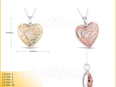 light weight yellow gold  diamond pendent -DOC-P8102 3D print model