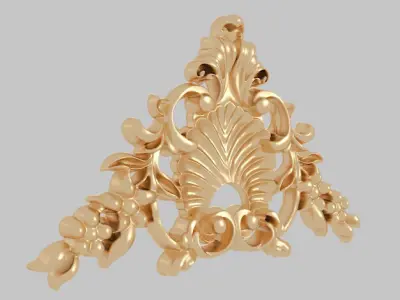 Classic 3D motifs inlaid with gold frame 3D model