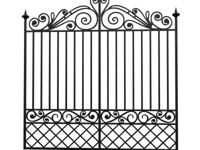 Ornamental Wrought Iron Gate 4K PBR Low Poly Clean Quads Low-poly 3D model