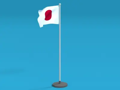 Low Poly Seamless Animated Japan Flag Low-poly 3D model