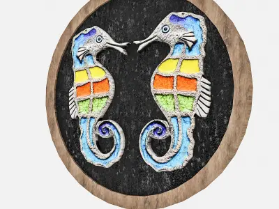 seahorse relief table 02 Low-poly 3D model