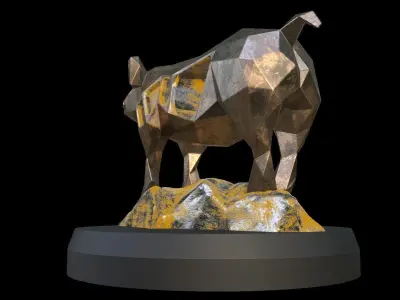 Steampunk Pig Rock Low-poly 3D model
