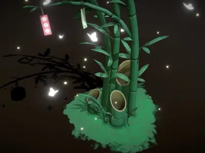 Japanese Wish Tree Low-poly 3D model