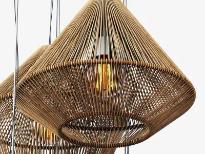 Lamp cone rattan n11 3D model