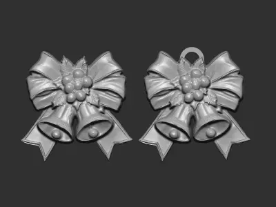 christmas ribbon bow decor 12 3D print model