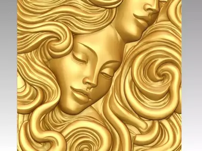 Serenity in Motion  Bas-Relief Sculpture 3D Model 3D print model