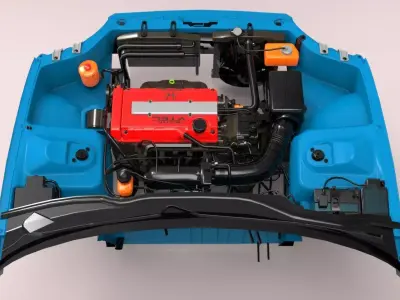  Honda Civic 2000 engine Low-poly 3D model