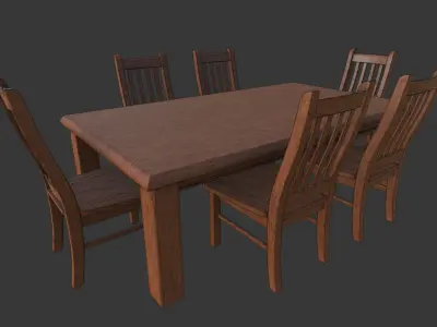 Dinning Table Low-poly 3D model
