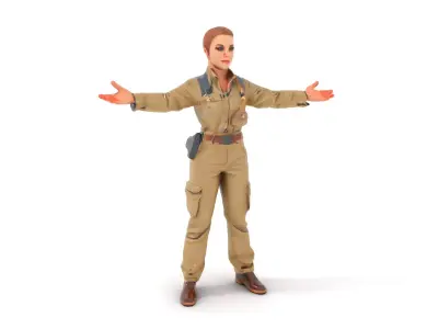 Explorer Character Rigged and Animated with Idle Walking Running Low-poly 3D model