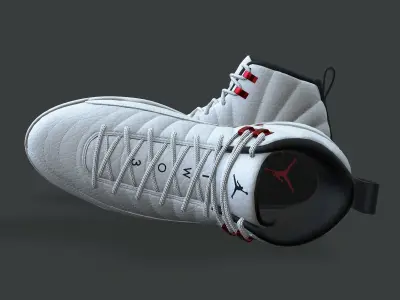 PBR Air Jordan 12-retro sneakers Twist colorway Low-poly 3D model