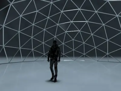 Geodesic Dome with Door Opening and Glass Panels v1 3D model