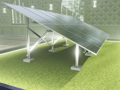 Solar Energy Construction Table 2x8 Diorama Low-poly 3D model