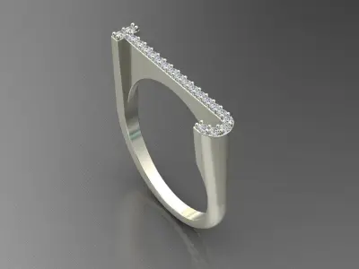 alphabet jewelry ring diamond letter J 3D print model