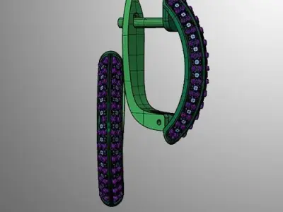 Earrings n 1 emerald and diamond hoop earring 3D print model