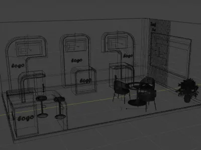 Modern 3D Exhibition Booth with Modular Counters  Low-poly 3D model