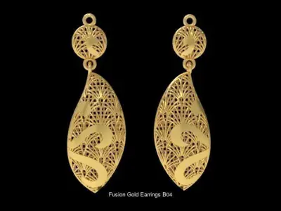 Fusion Gold Earrings EAB Collection 3D Model Pack