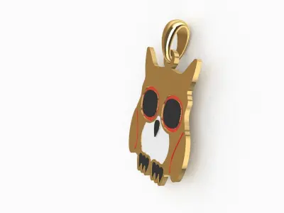 Owl Enamel Pendant 3D model Texture 3D print model