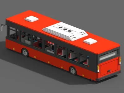 Voxel City Bus Low-poly 3D model