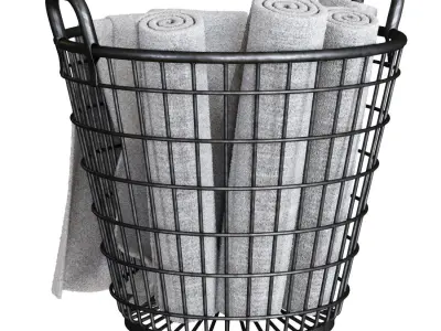 RH Schoolhouse wire basket with towels  3D model