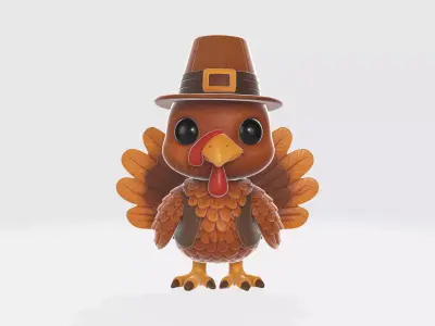 Thanksgiving Turkey with Pilgrim Hat 3D Print 3D print model