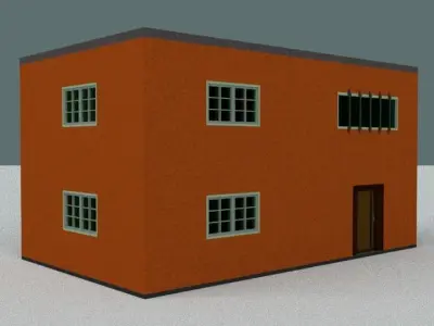 Simple Orange Building Low-poly 3D model