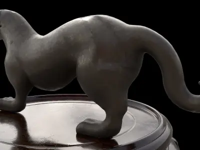 Ancient Chinese Tiger Talisman and Traditional wood table Low-poly 3D model