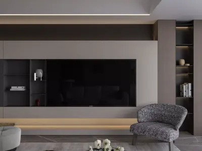 Modern living room  interior scenes  3D model