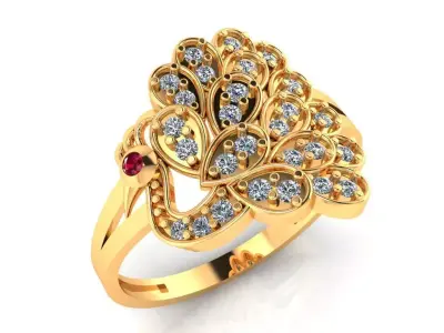 Women ring 59 peacock top shape diamond ring for women 3D print model