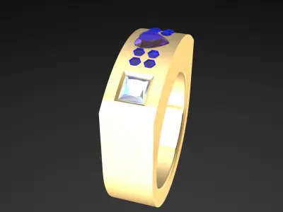 Golden Luxury Ring With Gems 3D print model