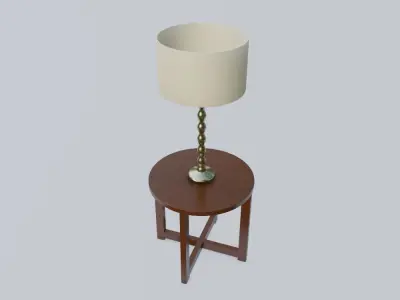 Lampshade and Little Table - Living Room - Abajur Low-poly 3D model