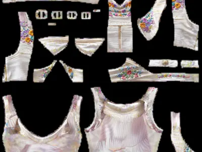 Detailed floral top PBR 4k Low-poly 3D model