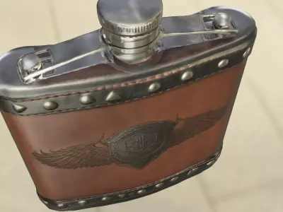 Vintage Metal Flask  Low-poly 3D model