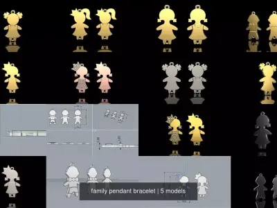 family pendant bracelet 3D Model Pack