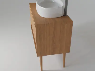 Bathroom cabinet with sink and faucet 3D model