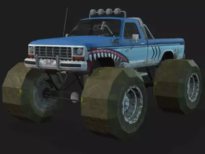 Monster Truck  Low Poly  Game And 3d Animation Ready Low-poly 3D model