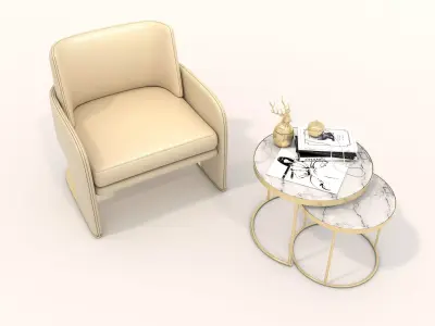 Modern Coffee Table and Armchair Set 66 3D model