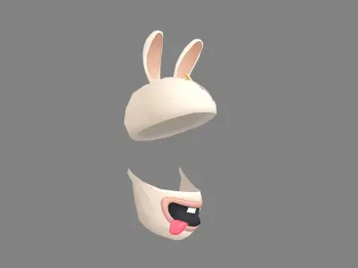 Cartoon doll rabbit mask decoration Low-poly 3D model