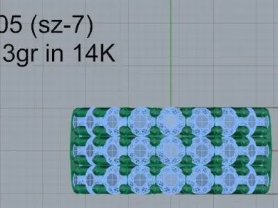 3 Row Diamond Band 4005 3D print model