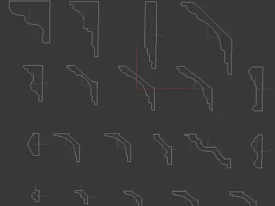 Set of profiles for cornices and moldings 3D model