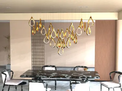 Dining Chandelier - Luxury Teardrop Pendant Lighting 3D model
