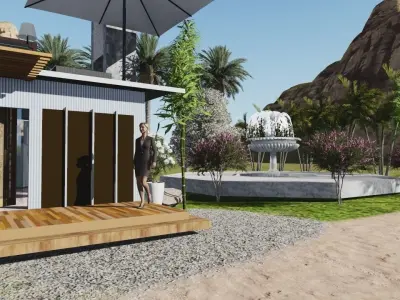 Desert resort made with Shipping containers   3D model