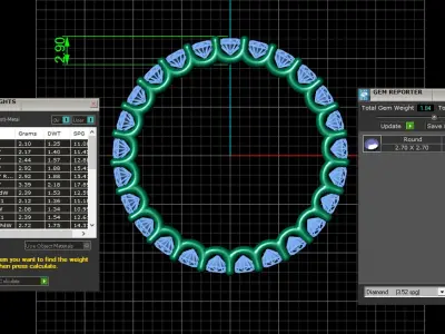 U Shaped Eternity Ring 2 point 7 mm stone size swiss 20 and EU60 3D print model