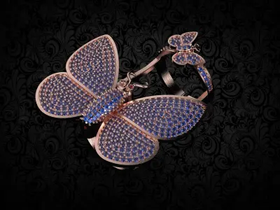 butterfly ring Moving Wing  3D print model