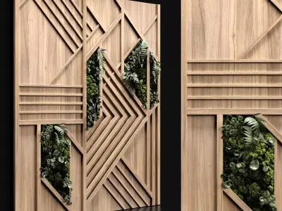 Wooden panels and vertical garden 3 3D model