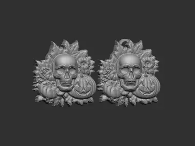 hallowen skull pumpkin decor  3D print model
